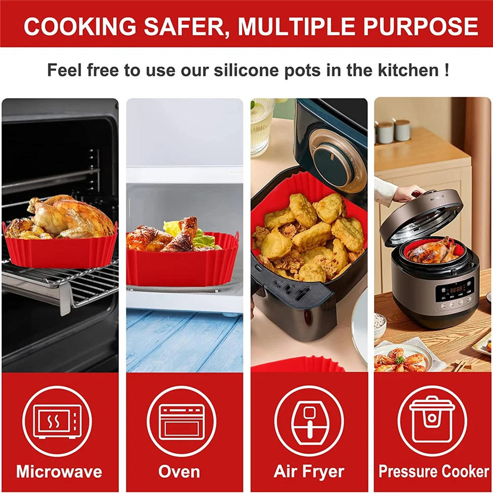 Description Picture 6 of itemAir Fryer Silicone Tray Oven Baking Tray Pizza Fried Chicken Baking Tool Reusable Liner Easy to Clean airfryer Silicone Basket