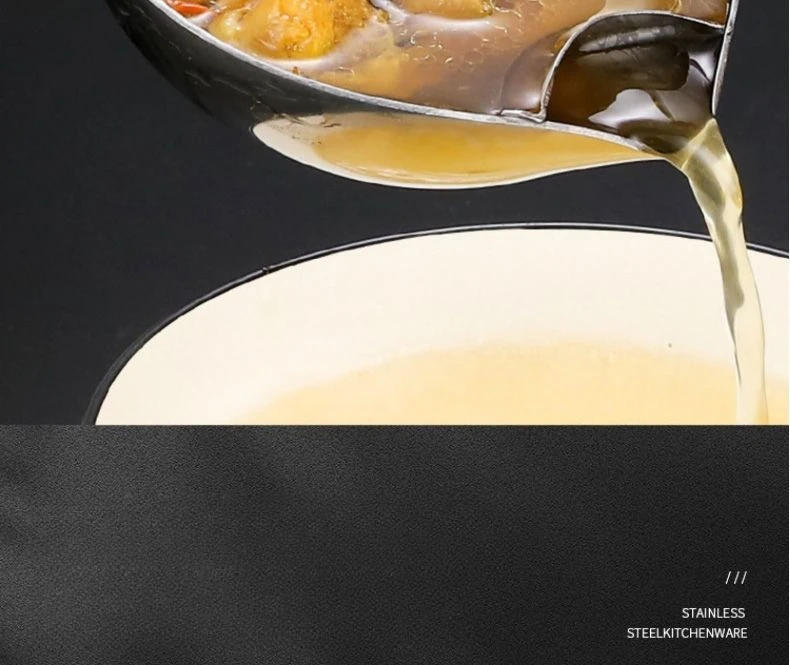 Description Picture 3 of itemStainless Steel Oil Separator Soup Colander Spoon Soup Gravy Oil Soup Fat Separator Grease Strainer Spoon with Spout