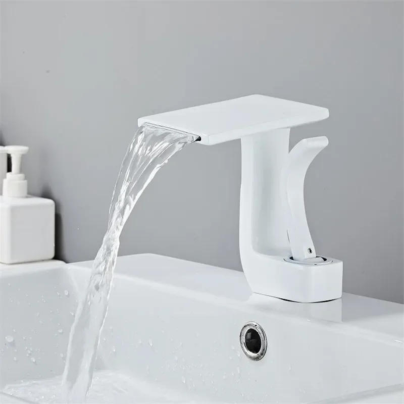 Description Picture 4 of itemBlack Faucet Bathroom Basin Faucets Hot Cold Sink Water Mixer Crane Deck Mounted Single Hole Bathroom Tap White