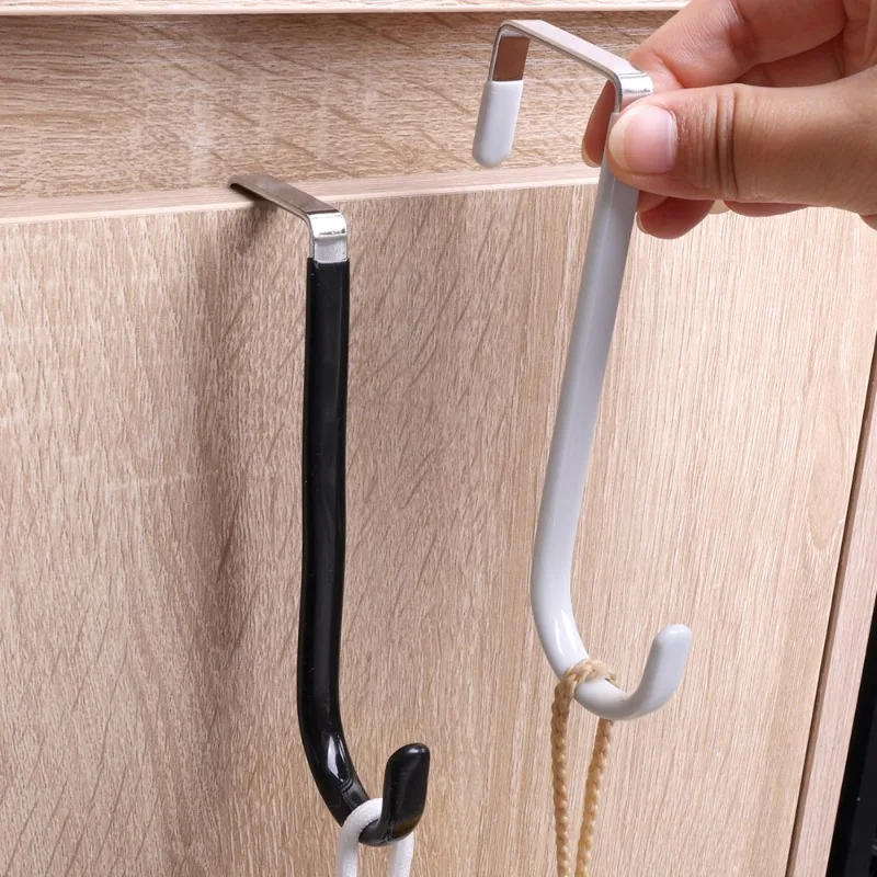 Description Picture 5 of itemStainless Steel S-shaped Cabinet Door Hooks Punch-Free Door Hanger Holder Home Kitchen Bathroom Coat Towels Organizer Hooks