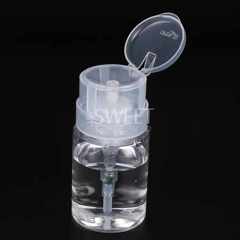 Description Picture 3 of item100ml Refillable Empty Press Pump Bottle Clear Dispenser Liquid Container Remover Cleaner Polish Makeup Manicure Tools Accessory