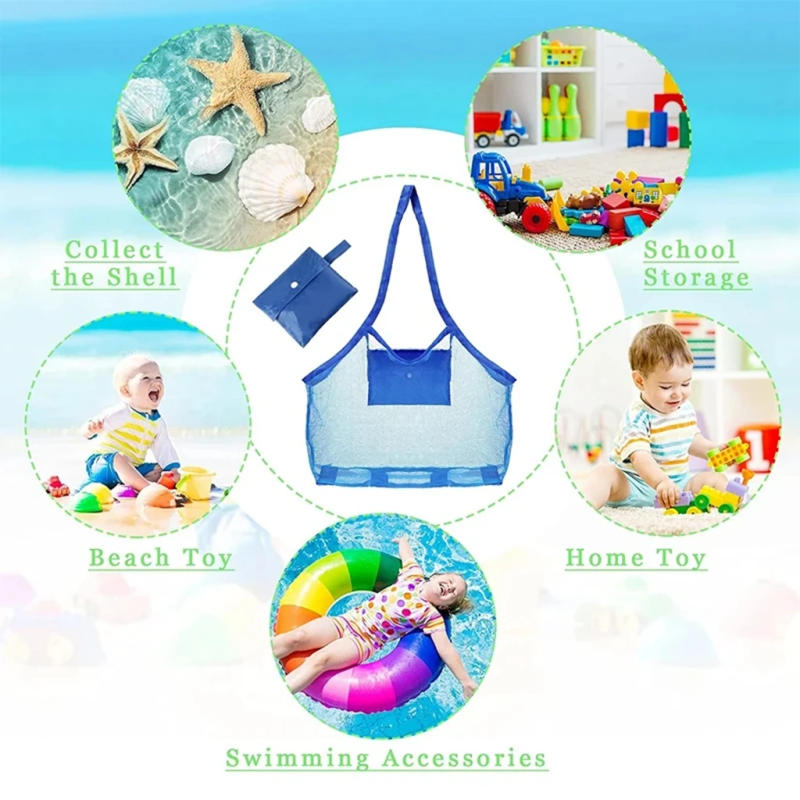 Description Picture 4 of itemChildren Sand Away Protable Mesh Bag Kids Toys Storage Bags Swimming Large Beach Bag for Towels Women Cosmetic Makeup Bag