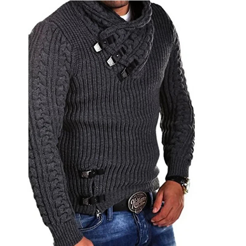 Description Picture 4 of itemFall/Winter Mens Sweater Fashion Long Sleeve Knitted Shirt Mens Cardigans