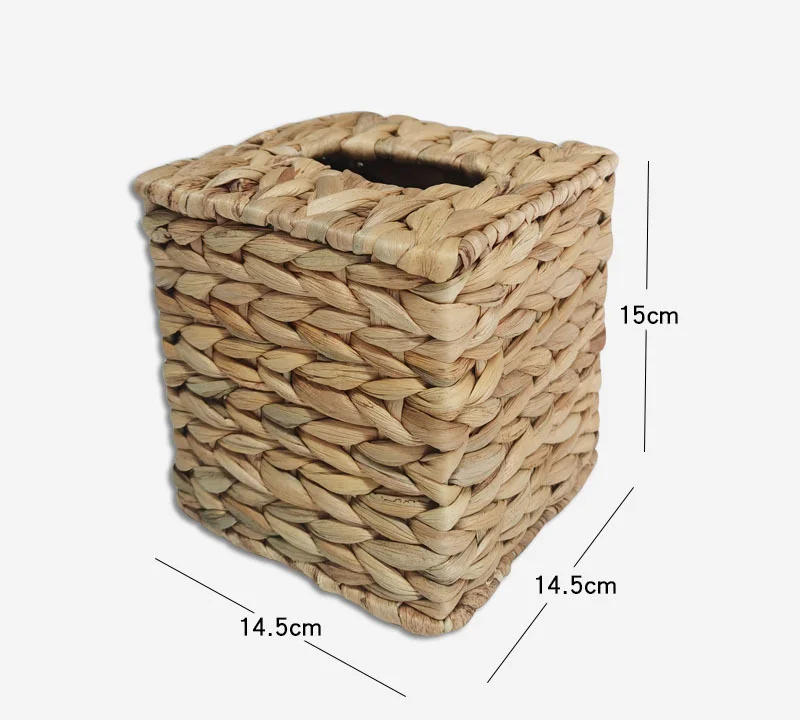 Description Picture 2 of itemWater Hyacinth Woven Tissue Box Rattan Woven Lid Sanitary Paper Box Household Living Room Pumping Paper Box Storage