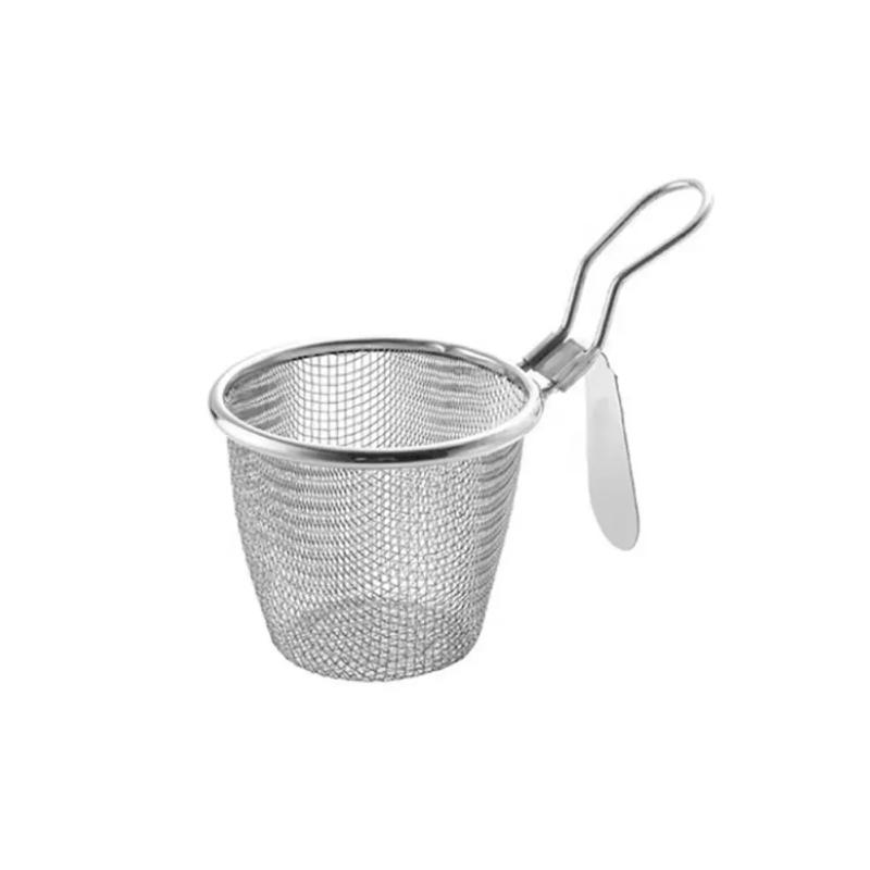 Description Picture 2 of itemStainless Steel Mesh Net Strainer Basket Colander Hot Food To Steam Boil Cook Rinse Strain Pasta Colander Fry Pot Vegetable U6n7