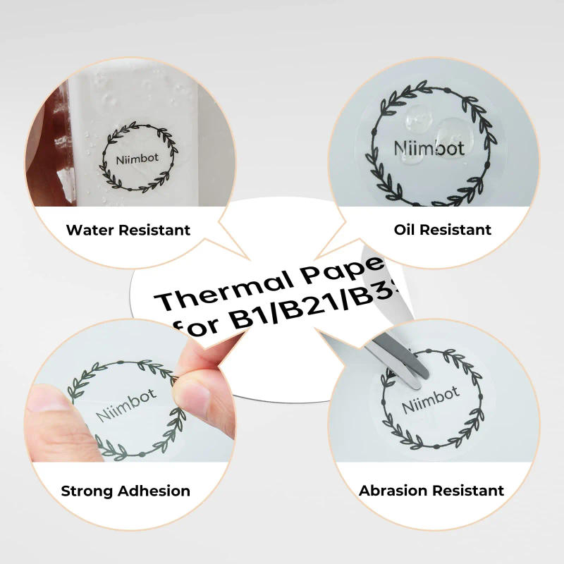 Description Picture 4 of itemNiimbot B21 B1 Adhesive Wgite Color Sticker Transparents Thermal Label Paper 1-5 Roll for Label Printer Jewellery Price Tag B3S