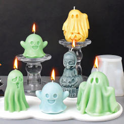 Cartoon Pumpkin Ghost Plaster Doll Mold Skull Terror Zombie Candle Soap Silicone Mould Hands Up Apparition Halloween Party Decor