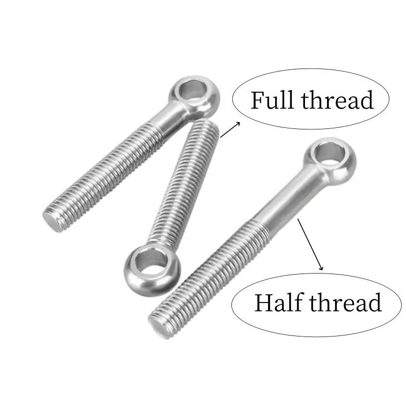 Description Picture 4 of itemM5 M6 M8 M10 M12 304 Stainless Steel Eye Bolt Stud Articulated Anchor Bolt Slip Hole Screw Half thread/Full thread