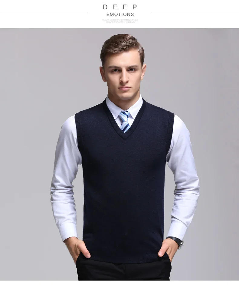 Description Picture 6 of itemBrand Men's Woolen Vest Base Sleeveless for Male Woolen V-neck Sweater Vest