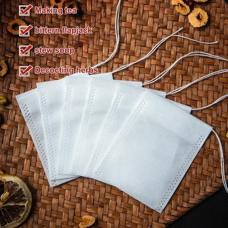 Description Picture 6 of item500/50pcs Disposable Tea Bags Non-woven Fabric Tea Filter Bag with Drawstring for Coffee Spice Teabags Filters Kitchen Teaware