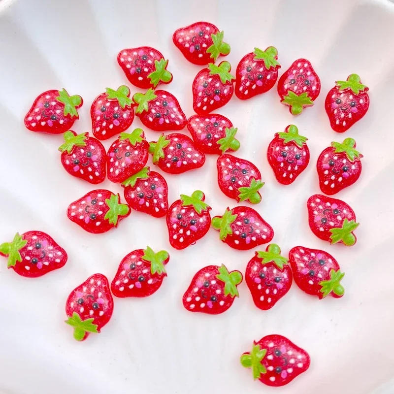 Description Picture 3 of item50Pcs Cute Mini Cartoon Red Strawberry Nail Art Resin Designer Charms Rhinestones DIY Craft For Nail 3D Decorations Jewelry