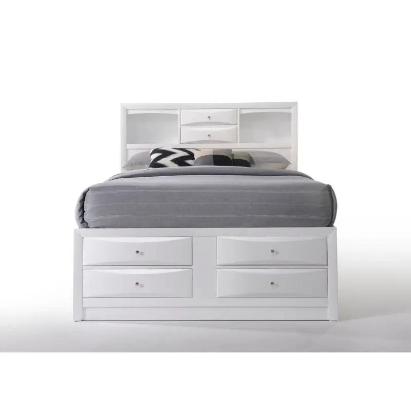 Description Picture 3 of itemWhite Ireland transitional bedroom collection Queen Bed /Mirror /Dresser / Nightstand / Chest / King Bed / Full Bed