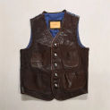 2024 New Spring Autumn Blue Dyed Clothing Genuine Leather Waistcoat Bikers Motorcycle Vest Male Sheepskin Sleeveless Coats