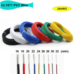 5/10/20/30/40/50/100/200/500M UL1571 Electric Wire 24AWG PVC Insulated Tinned Copper Cable Environmental DIY Cord LED Line