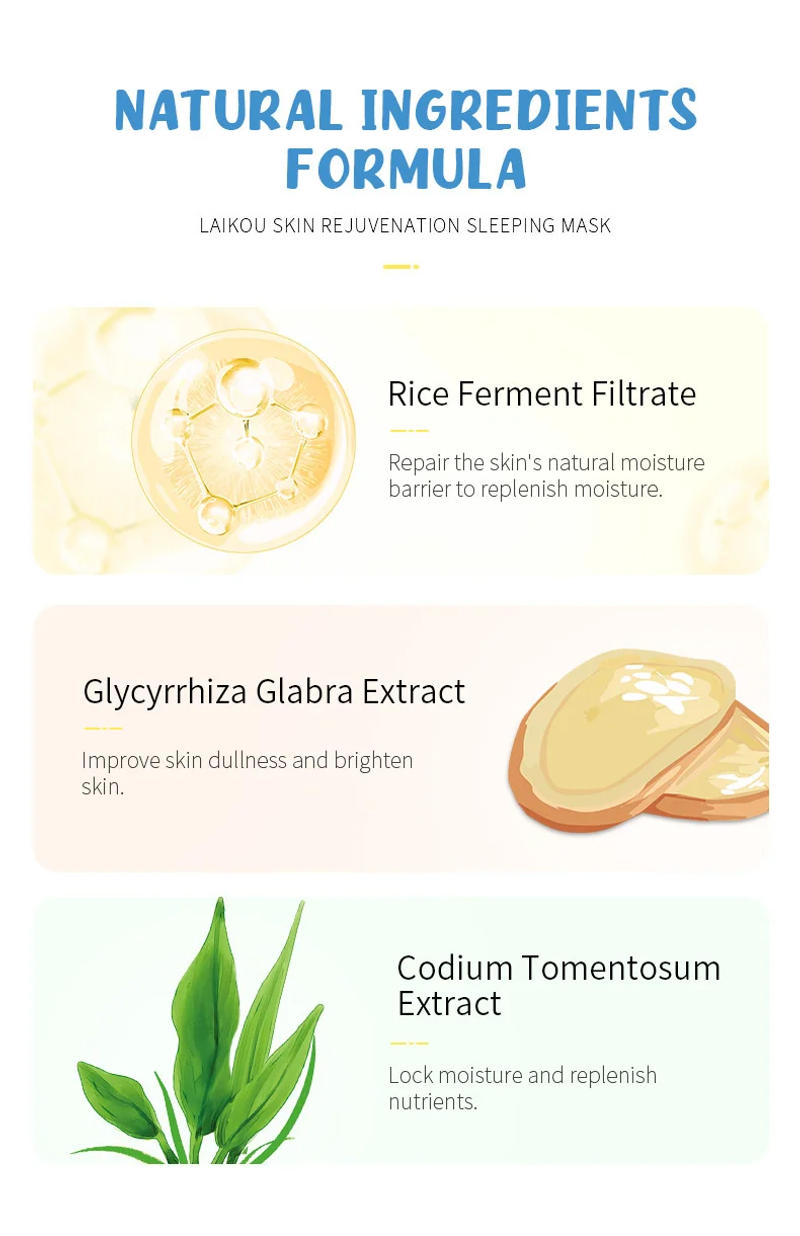 Description Picture 4 of itemLAIKOU 7pcs Moisturizing Facial Mask Anti Wrinkle Firming Hydrating Sleeping Face Masks Face Mask Beauty Korean Skin Care