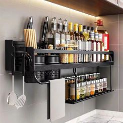 Stainless steel Kitchen Paper Towel Rack Wall Shelf with Hook Kitchen Gadgets Hanging Organizers Storage Utensils for Kitchen