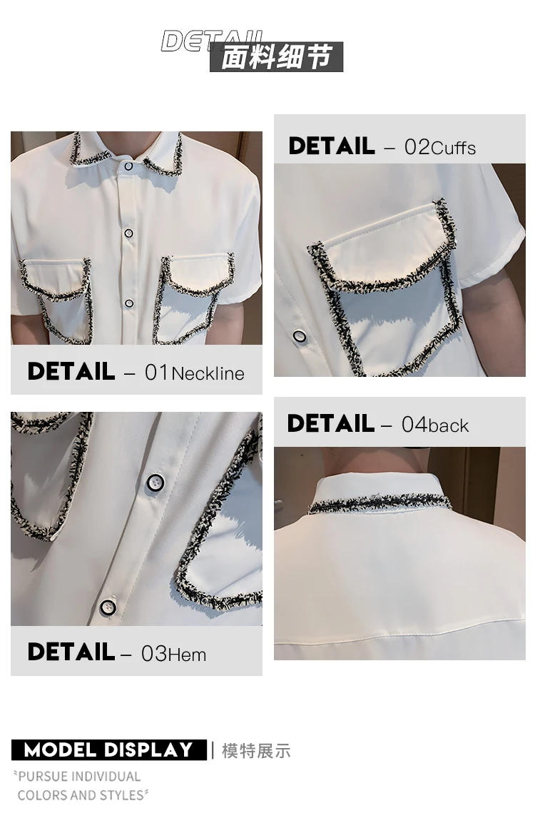 Description Picture 4 of item2023 Summer Ice Silk Shirt for Men Short Sleeve Loose Casual Shirts Fashion Streetwear Social Party Tuxedo Blouse Men Clothing