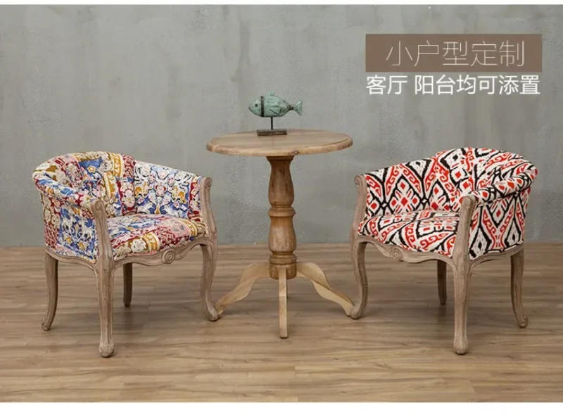 Description Picture 4 of itemLiving Room Leisure Sofa, Leisure Sofa Chair, Solid Wood Antique Dining Chair, European Hotel Dining Chair,Support Customization