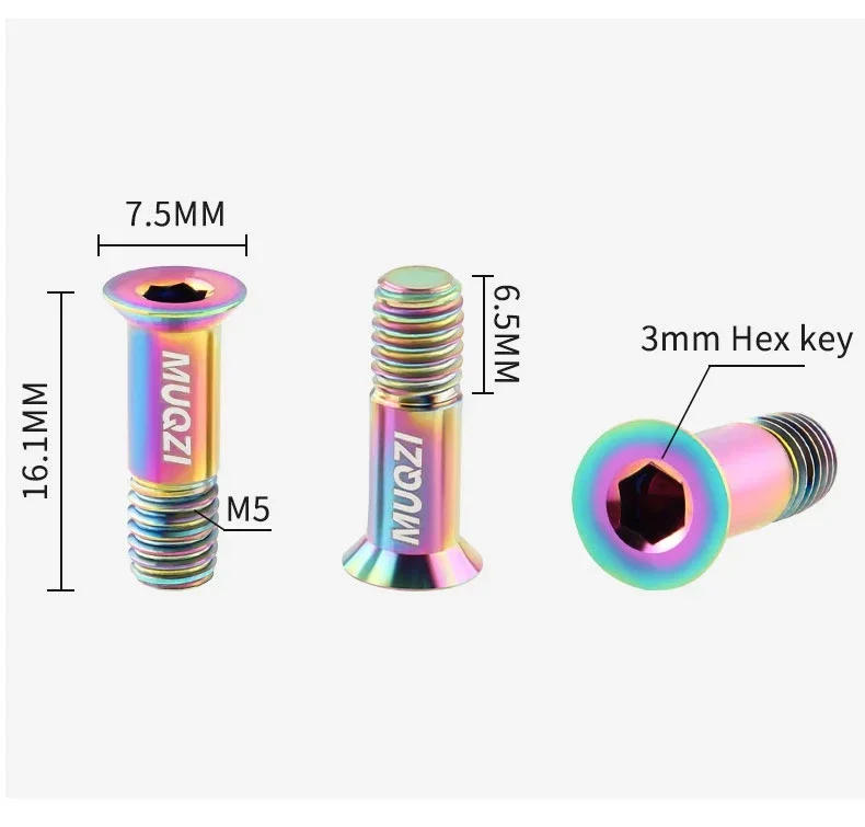 Description Picture 4 of itemMUQZI 2PCS Rear Derailleur Pulley Shift M5 Titanium Alloy Screws MTB Road Bike Jockey Wheel Titanium Alloy Bolts Bicycle Parts