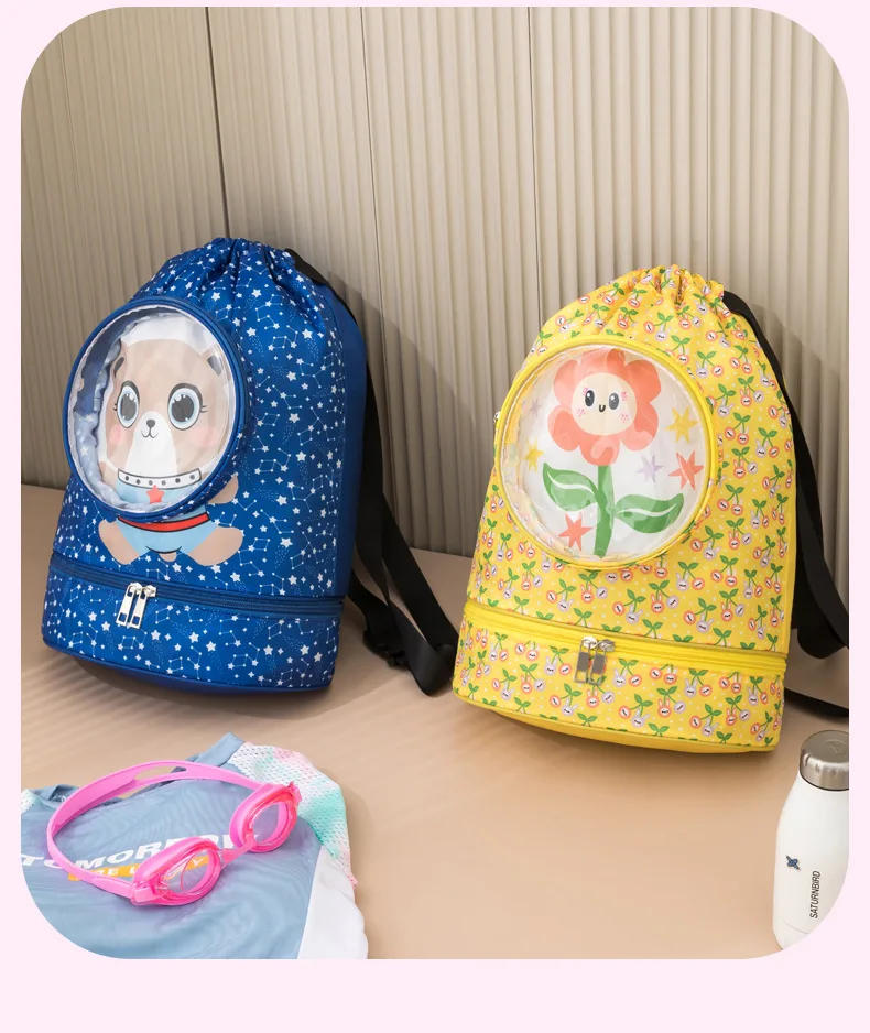 Description Picture 4 of itemCartoon Swim Bag for Kids  Backpack Drawstring Storage Bag with Large Capacity for Swimming Travel Toiletries Wet and Dry Bag