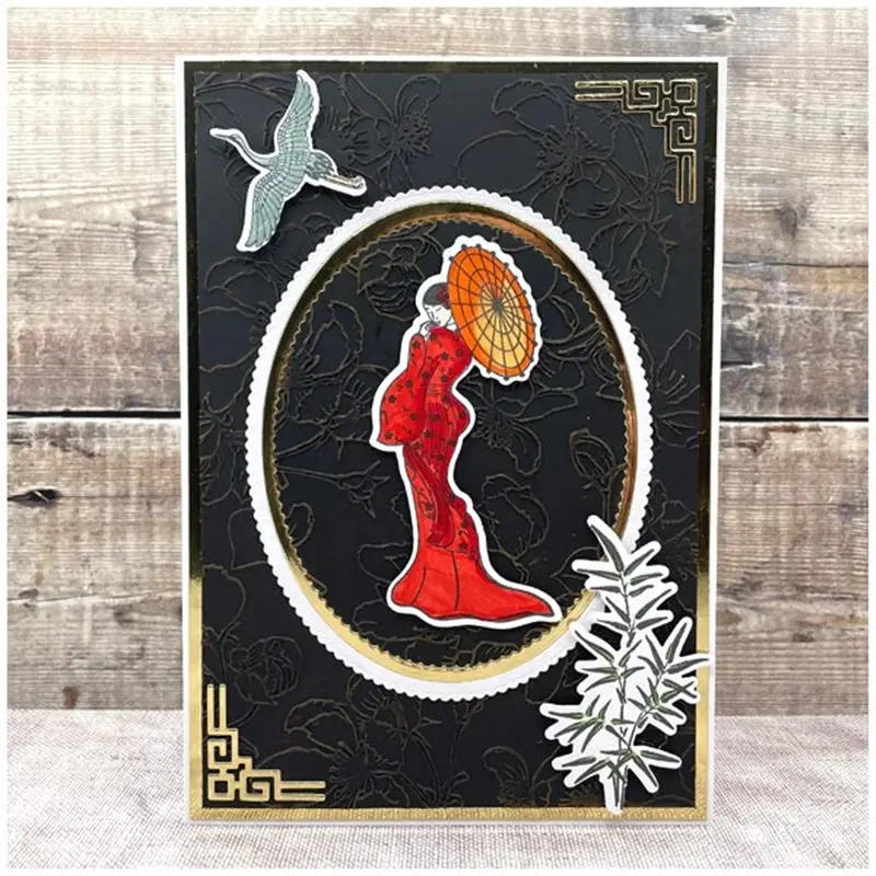 Description Picture 4 of item2022 New Metal Cutting Dies and Scrapbooking For Paper Making Japanese Kimono Die and Stamps Set Embossing Frame Card Craft