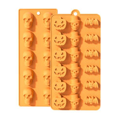 Halloween Molds Nonstick Halloween Silicone Pumpkin Cake Pan Chocolate Cupcakes Bat Skull Pumpkin Shape for Kitchen Baking Mold