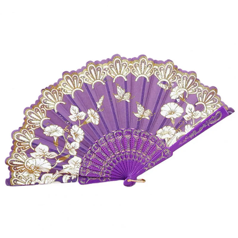 Description Picture 6 of itemRetro Chinese Style Folding Fan Hand Held Fan Floral Dance Performances Party Custom Art Props Decoration Wedding Gift For Guest