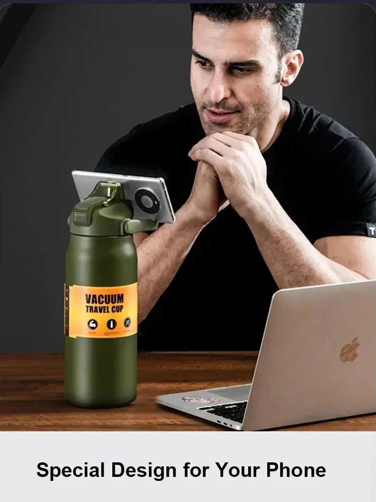 Description Picture 3 of itemOutdoor Portable Thermos with Straw 304 Stainless Steel Thermal Mug Tumbler Cup Sports Vacuum Flasks Cold and Hot Water Bottle
