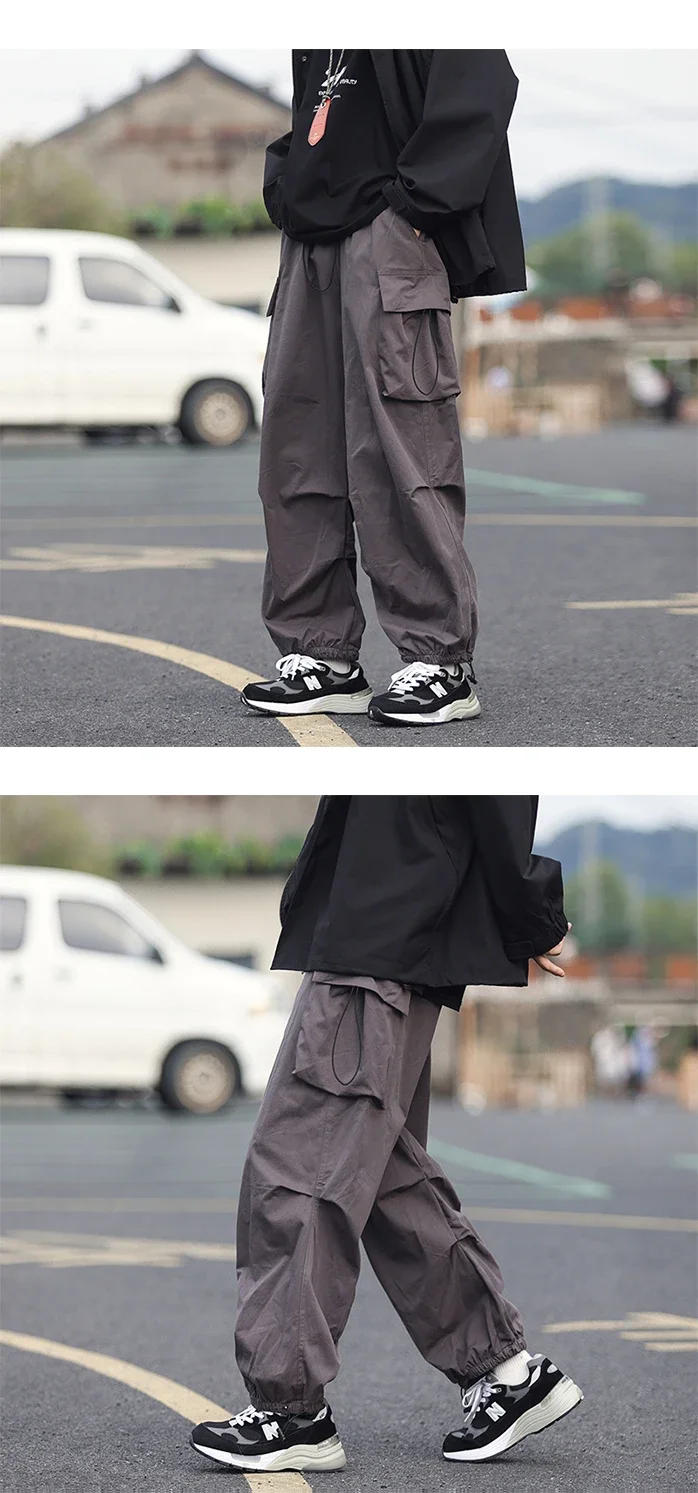 Description Picture 6 of itemPants Men Casual Retro Loose Japanese Style Chic Design Personalized Fashion Novel Pockets Generous Soft All-match Cool Youthful