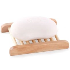1 Pc Bamboo Wood Soap Dish Bathroom Wooden Soap Holder Savers Self Draining Dishes Handcraft Tray