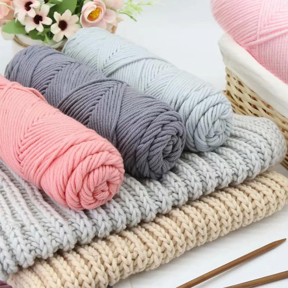 Description Picture 5 of item100g/roll 8-ply Milk Cotton Yarn Hand-Knitting Thread Soft Warm DIY Cotton Threads Baby Wool for Hand Knitting Crochet Yarn