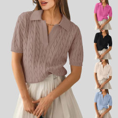 Vest Sweater Womens Short Sleeve Sweaters Tops V Neck Knit Casual Soft Pullover Shirts 2024 Summer Maternity Sweater Vest