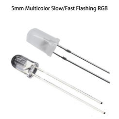 5mm Multicolor Slow/Fast Flashing RGB LED Diode Blinking Light Emitting Diodes 2 Pins Clear Round Lens