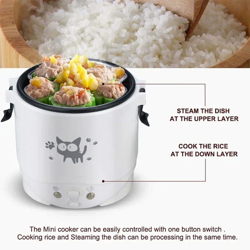 Description Picture 6 of item1L Electric Mini Rice Cooker MultiCookers Portable Rice Cooker Used In House 220V Or Car 12V Truck 24V Multicookings