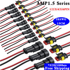 5/20/100 Sets 1/2/3/4/5/6 Pin Way Waterproof Electrical Wire Connector Plug 1.5mm Terminals 2Pin HID Plug Auto Xenon lamp Plug