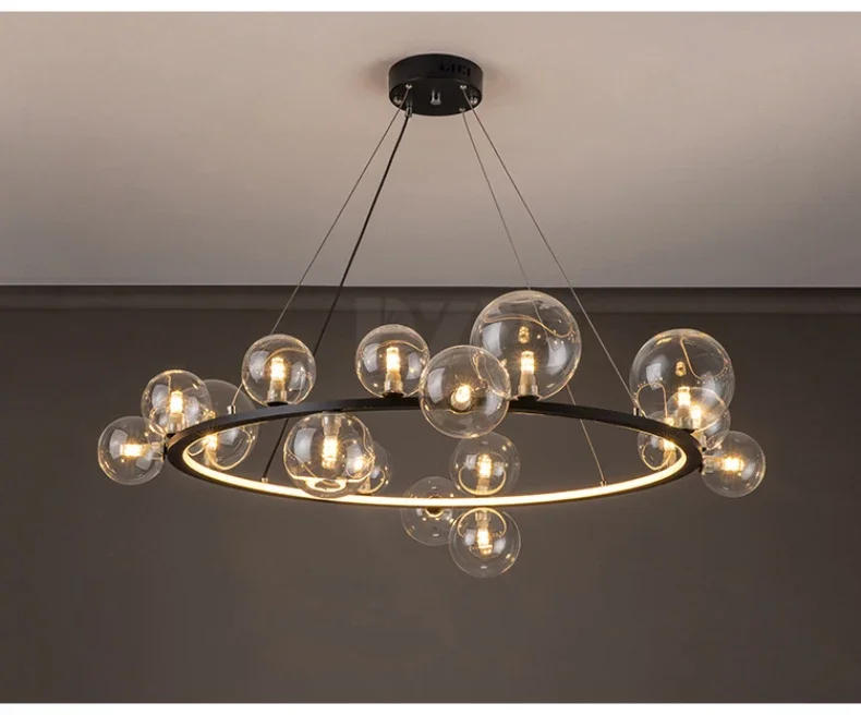 Description Picture 2 of itemGlass Ball Chandelier for Dining Room Living Room Nordic Glass Ball Bedroom Bedside Small Chandelier Bubble Light Chandelier