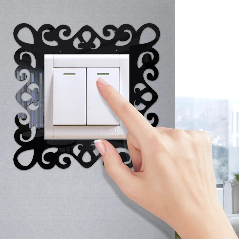 Description Picture 4 of itemAcrylic Self-Adhesive 3d Wall Sticker Light Switch Cover Mirror Face Stickers on The Wall Home Room Decoration Photo Frame Shape