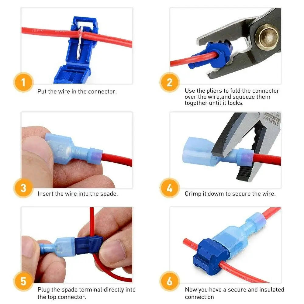 Description Picture 6 of item10/20/50/100Pcs T-Tap Connector Quick Electrical Cable Connector Snap Splice Lock Wire Terminal Waterproof Crimp Wire Terminal