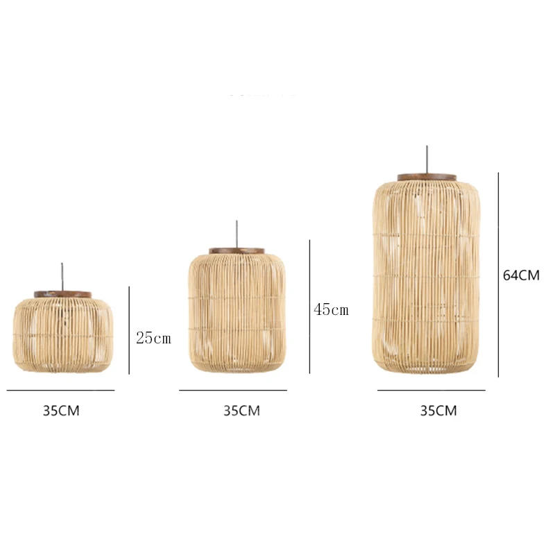 Description Picture 3 of itemJapanese Rattan pendant light vintage laterns Wabi-sabi Lights Living Room dining lights hanging Homestay kitchen island light