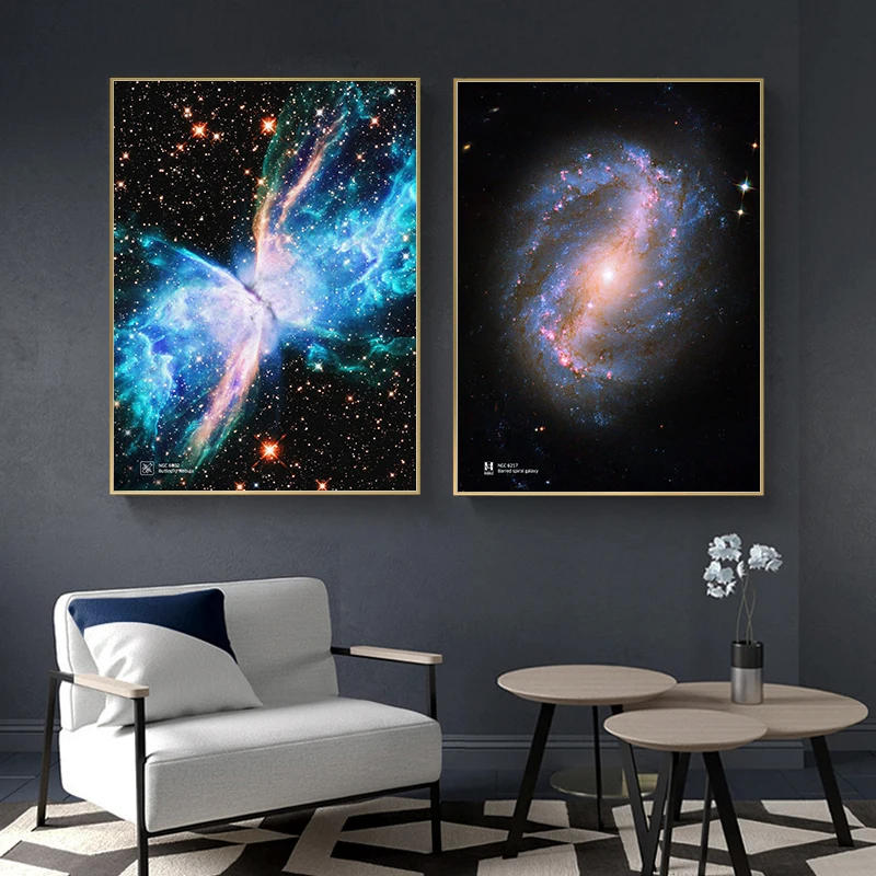 Description Picture 3 of itemHubble Space Telescope Poster Cosmic Particle Poster Canvas Print Cosmic Galaxy Nebula PosteFor Living Room Art wall Home Decor