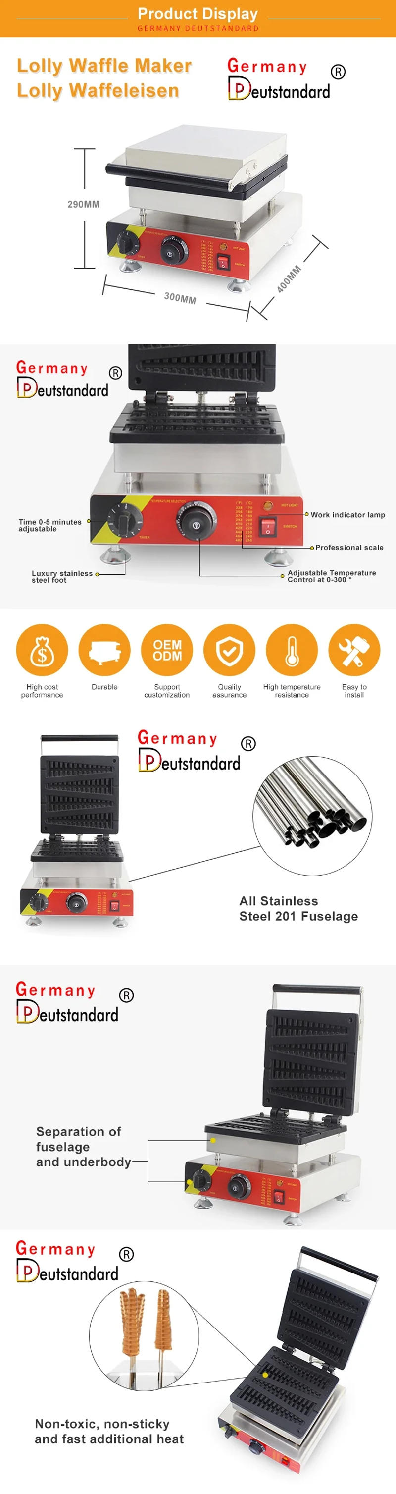 Description Picture 5 of itemCommercial 6PCS Christmas Tree Waffle Making Machine Stainless Steel Pan Lolly Waffle Maker With High Quality Kitchen Appliance