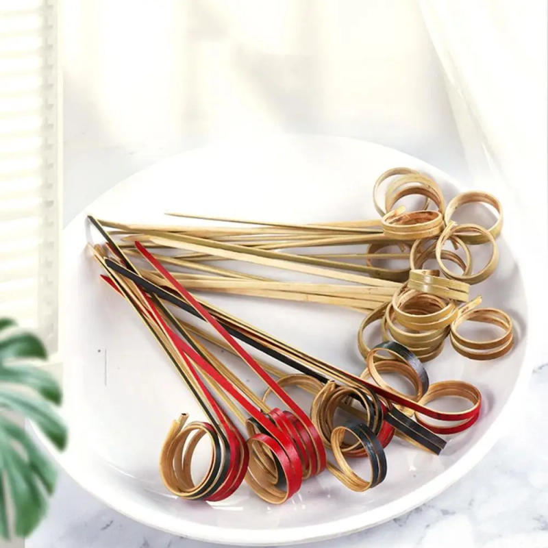 Description Picture 2 of item100Pcs Cocktail Eco-friendly Bamboo Disposable Scissor Shaped Fancy Sticks Appetizers Picks Cocktail Skewer Ring Toothpick