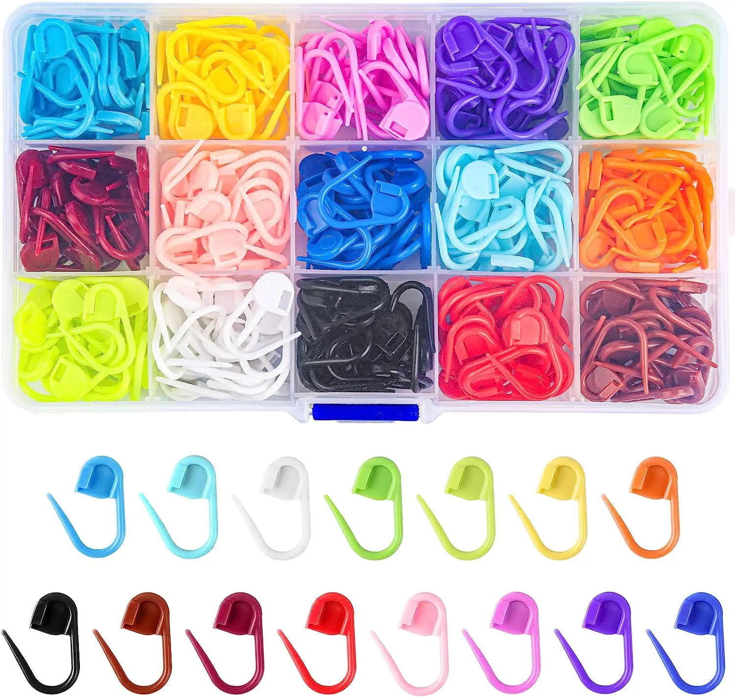 Description Picture 2 of item50/100Pcs Colorful Plastic Safety Pins Knitting Markers Crochet Stitch Clips for DIY Knitting Sewing Craft Clothing Accessorie