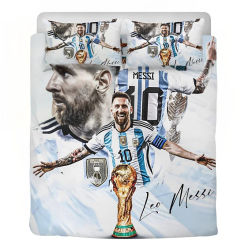 Football Star Bedding Set 3 Piece, 3D Football Duvet Cover Complete Set, 3 Piece Bedding Set with 2 Pillowcases, Quilt Not