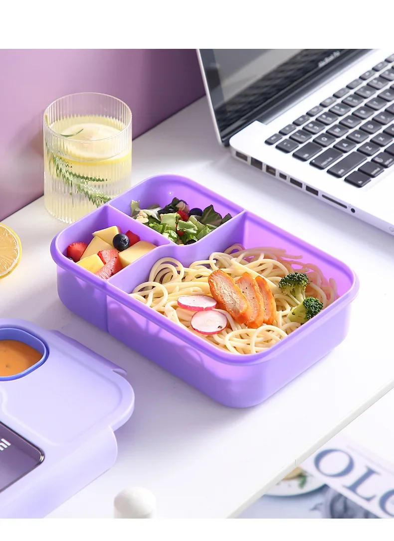 Description Picture 5 of itemBento Lunch Box for Kids Girls Cartoon Students Kawaii Cute Heated 3 Grid Sandwich Snack Food Box Special Canteen Food Storage