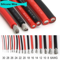 1/5/10/20M Flexible Silicone Wire 2 pin/Black Red 30 28 26 24 22 20 18 16 14 12 10 8 6AWG Car Battery Automotive Electric Cable