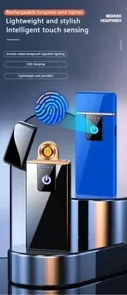 Description Picture 2 of item2024 Hot Portable USB Electric Windproof Plastic Lighters ，Rechargeable Touch Sensor Cigarette Accessories For Men's Gift