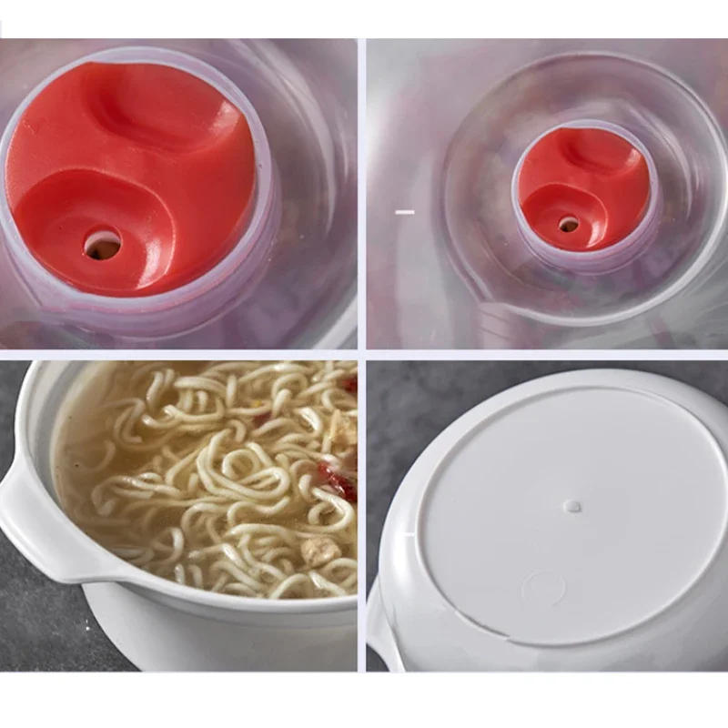 Description Picture 5 of itemMicrowave Lunch Box with Two Ear Round Lid Plastic Heating Fresh Keeping Box Steamed Bun Instant Noodles Bowl for Household