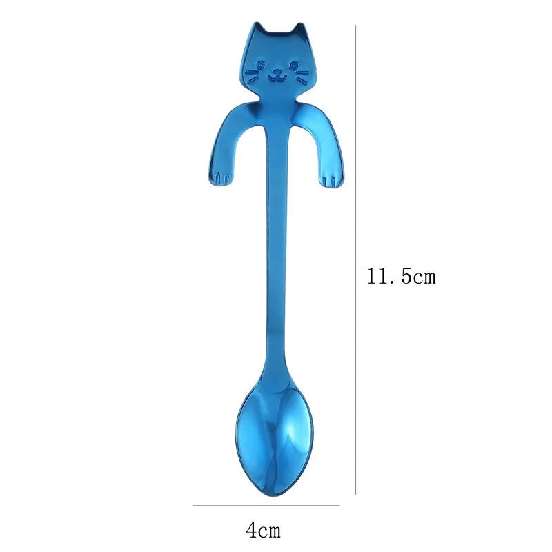 Description Picture 3 of item1pc  Stainless Steel Spoon Fork Portable Tableware Cute Cat Paw Shaped Dinnerware Adults Kids Coffee Tea Stirring