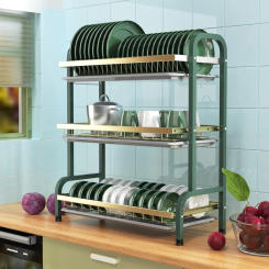3 Tiers Dish Drying Rack Dish Drainer Holder with Tray Kitchen Sink Counter Organizer Storage Shelf Tableware Drainboard